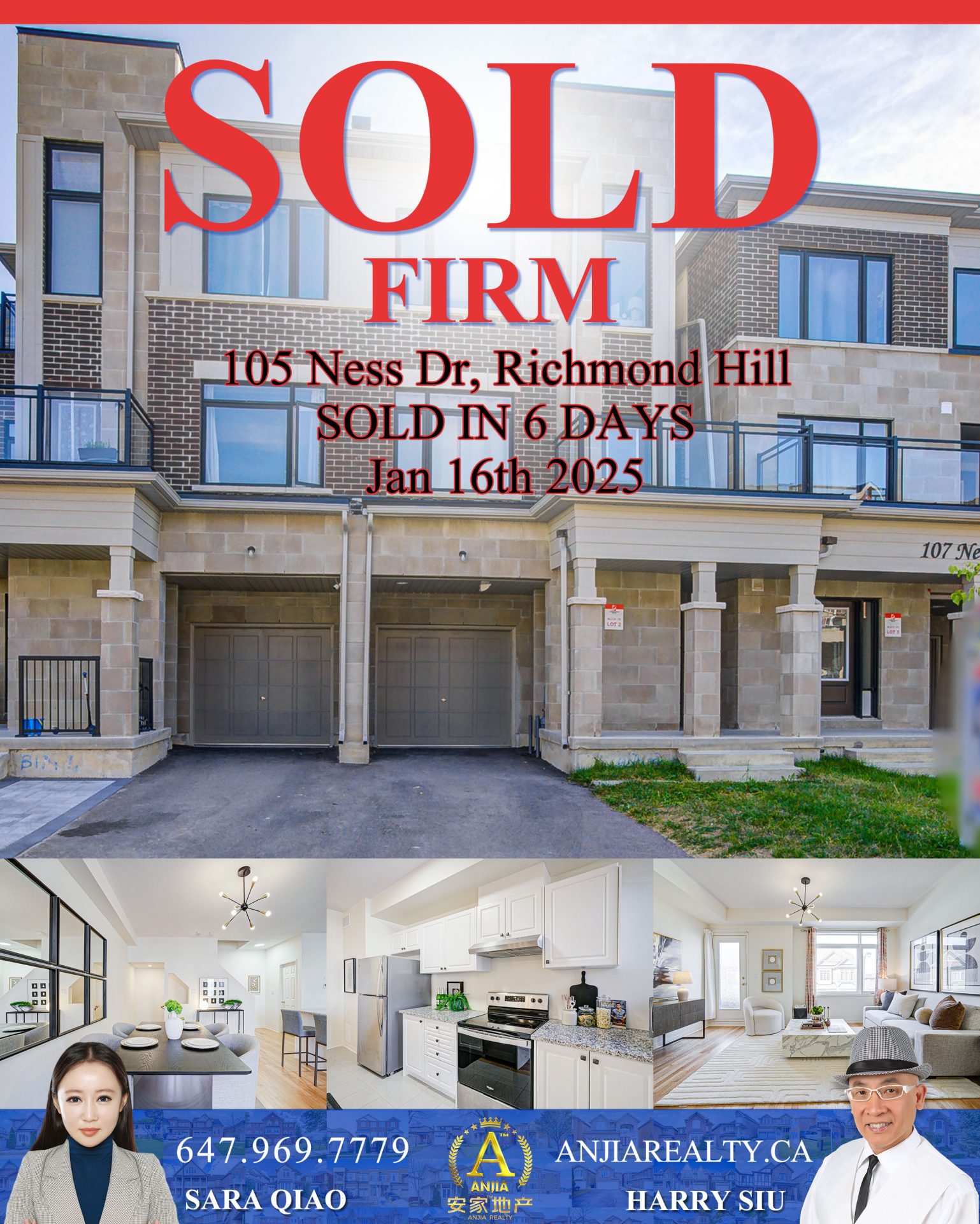 Anjia Realty sold listings showing Markham listing performance