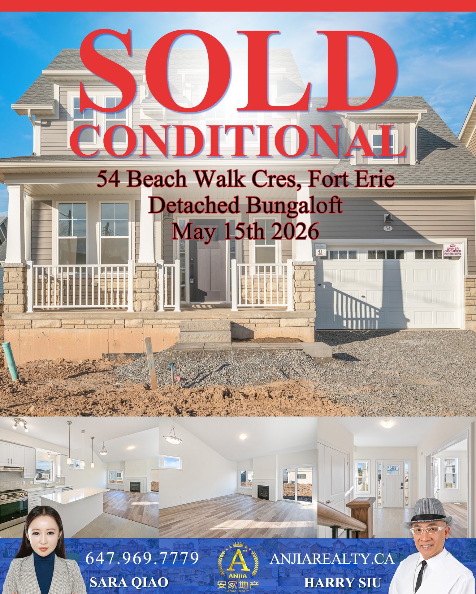 54 Beach Walk Crescent Fort Erie real estate transaction poster represented by Anjia Realty