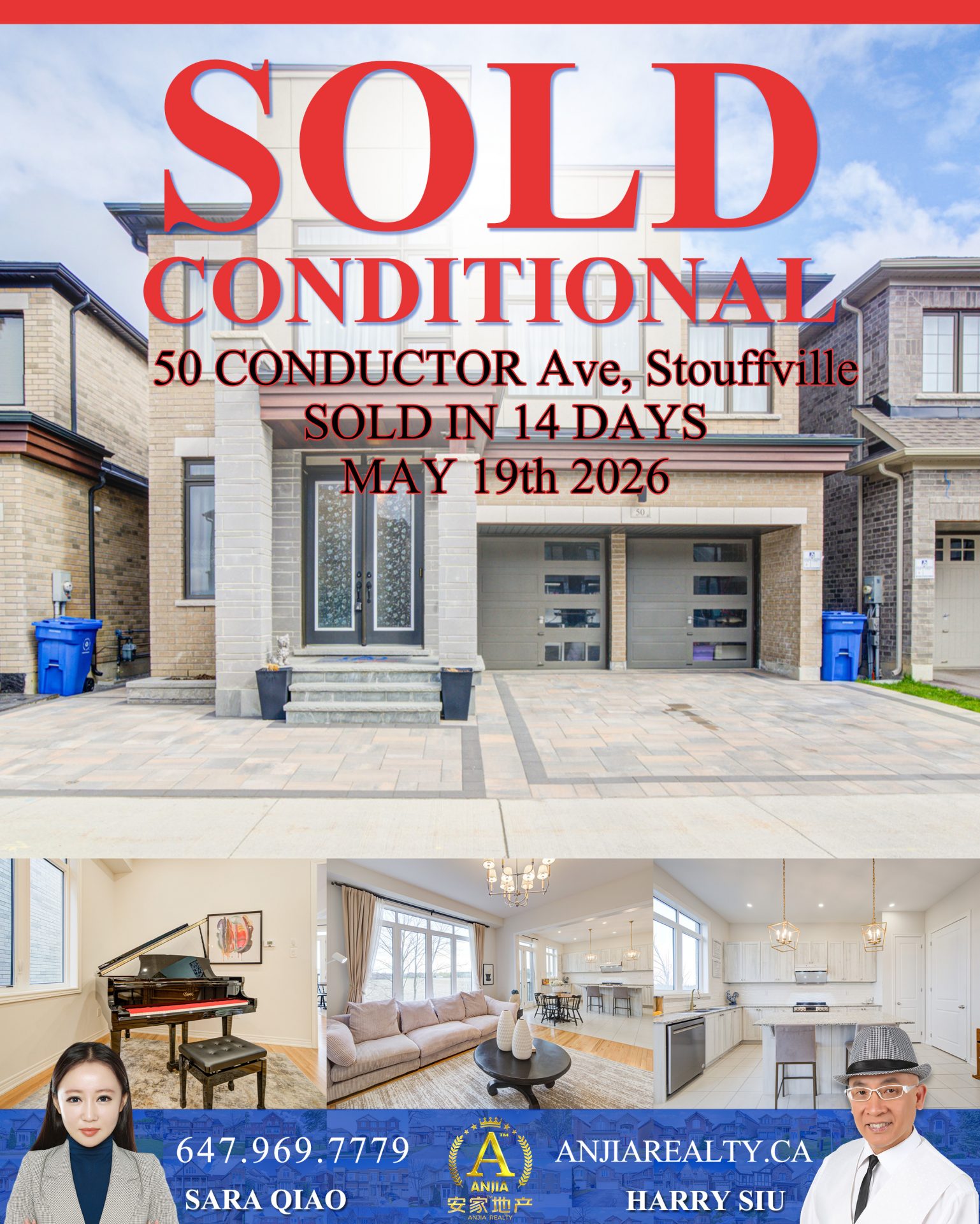 50 Conductor Avenue Whitchurch-Stouffville real estate transaction poster represented by Anjia Realty