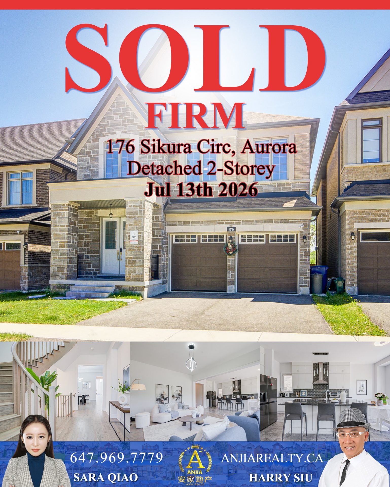 176 Sikura Circle Aurora real estate transaction poster represented by Anjia Realty