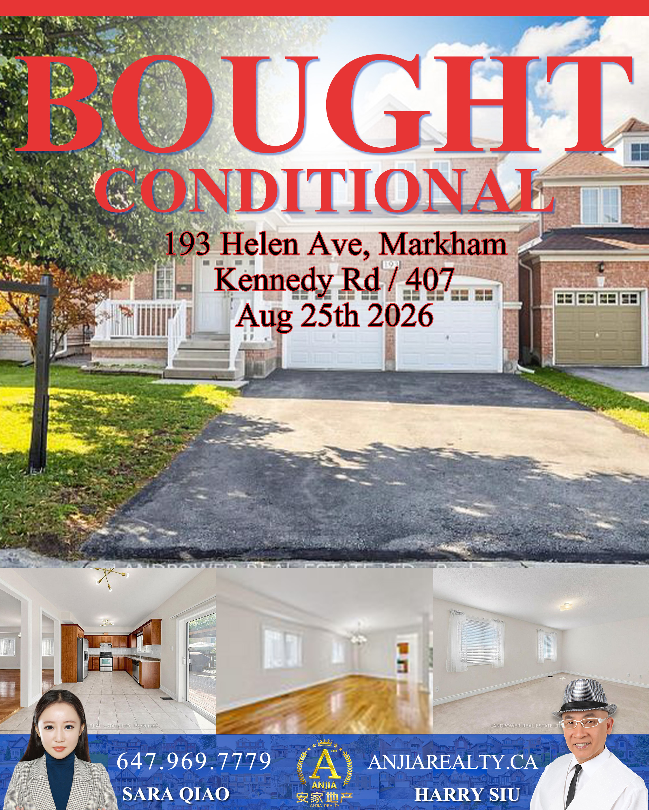 193 Helen Avenue, Markham, bought conditional by Anjia Realty on August 25, 2026