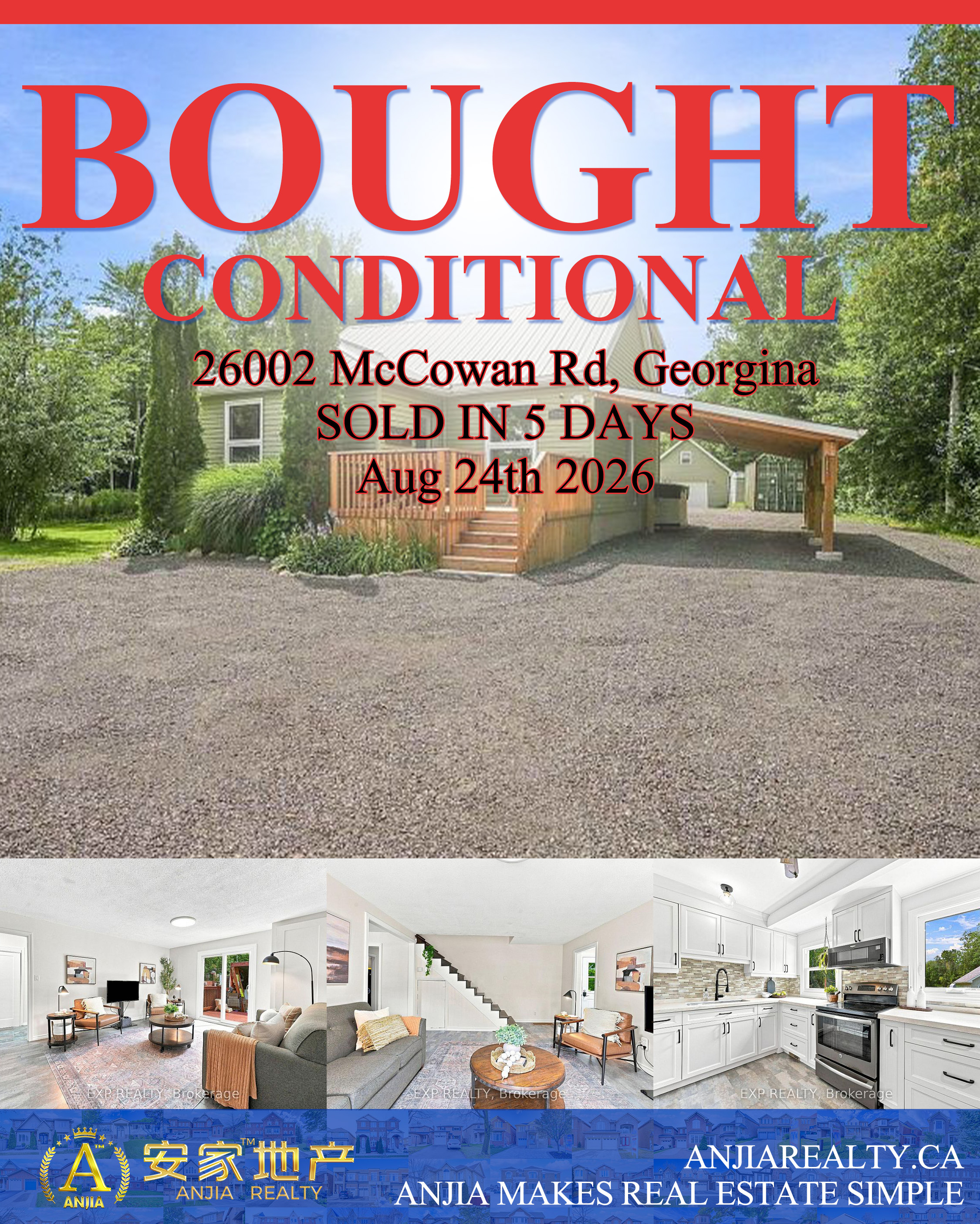 26002 McCowan Road, Georgina, bought conditional in 5 days by Anjia Realty on August 24, 2026